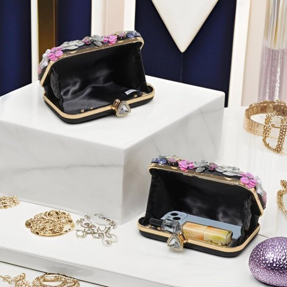 Party Clutches Fancy Floral Clutch Evening Bag Purses for Women Beaded Flower Cl - Picture 4 of 6